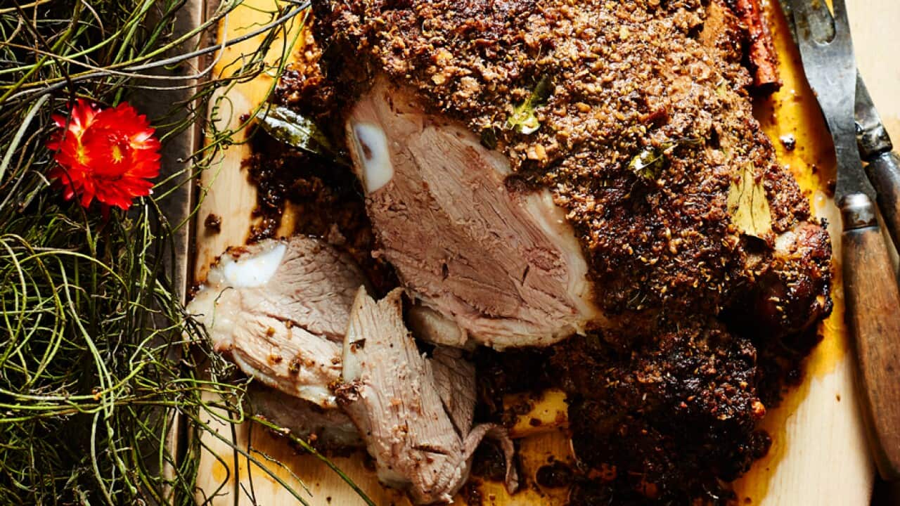 Indian spiced lamb leg