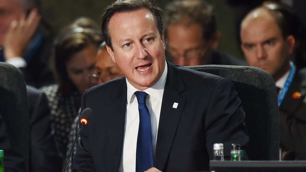 British Prime Minister David Cameron speaks during the NATO summit in Wales (AAP)