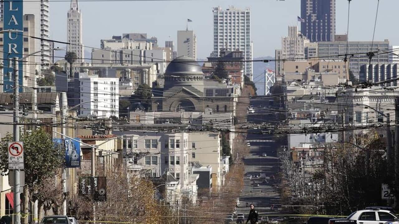 Police at an intersection in San Francisco