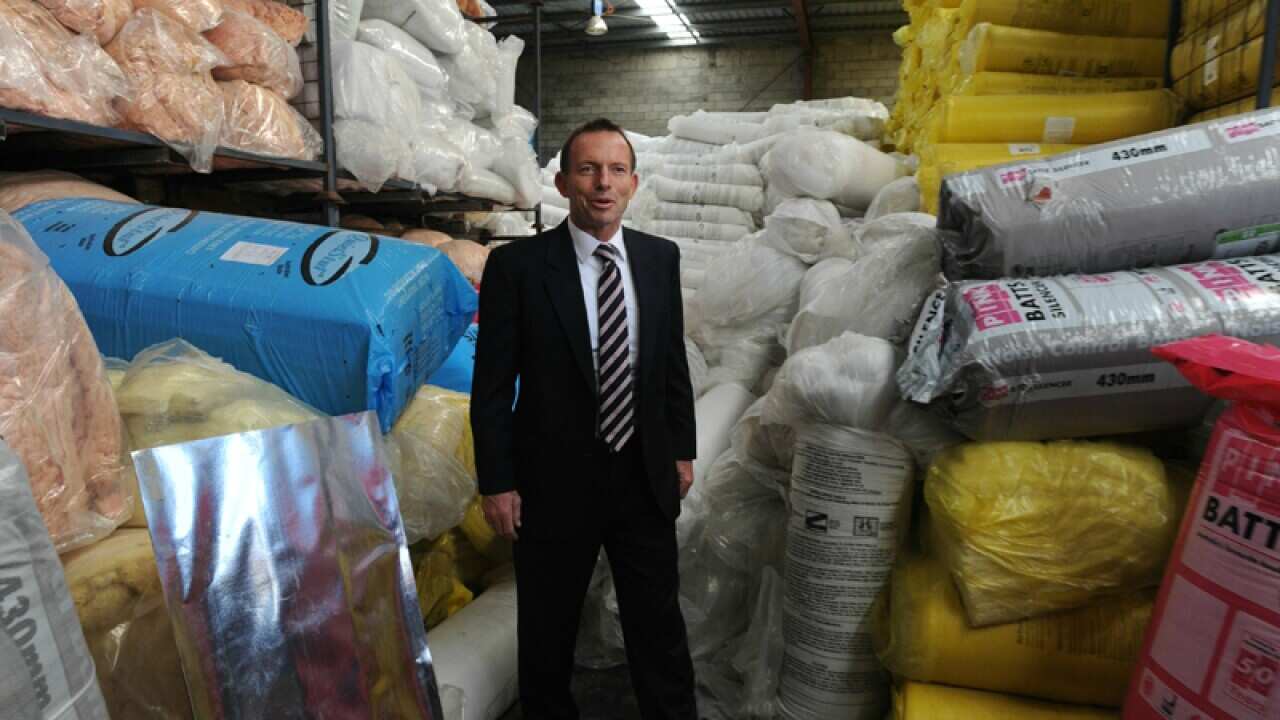 Tony Abbott visits a home insulation batts factory in Queensland