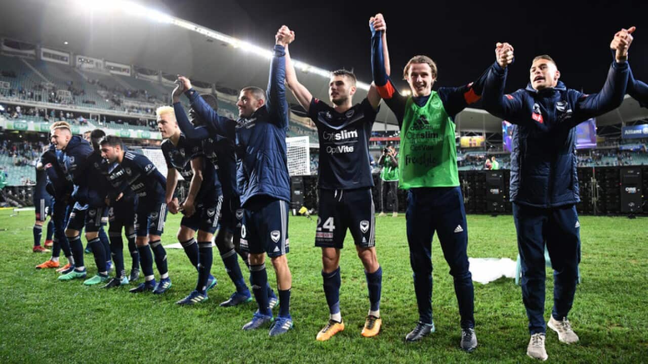 Melbourne Victory celebrate their win over Sydney FC