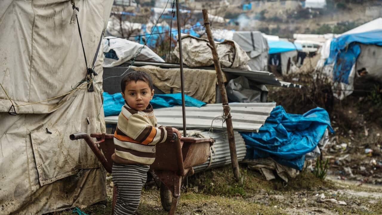 A child at the Khirbat al-Jawz camp, in the north-western Jisr al-Shughour countryside, Idlib, Syria.