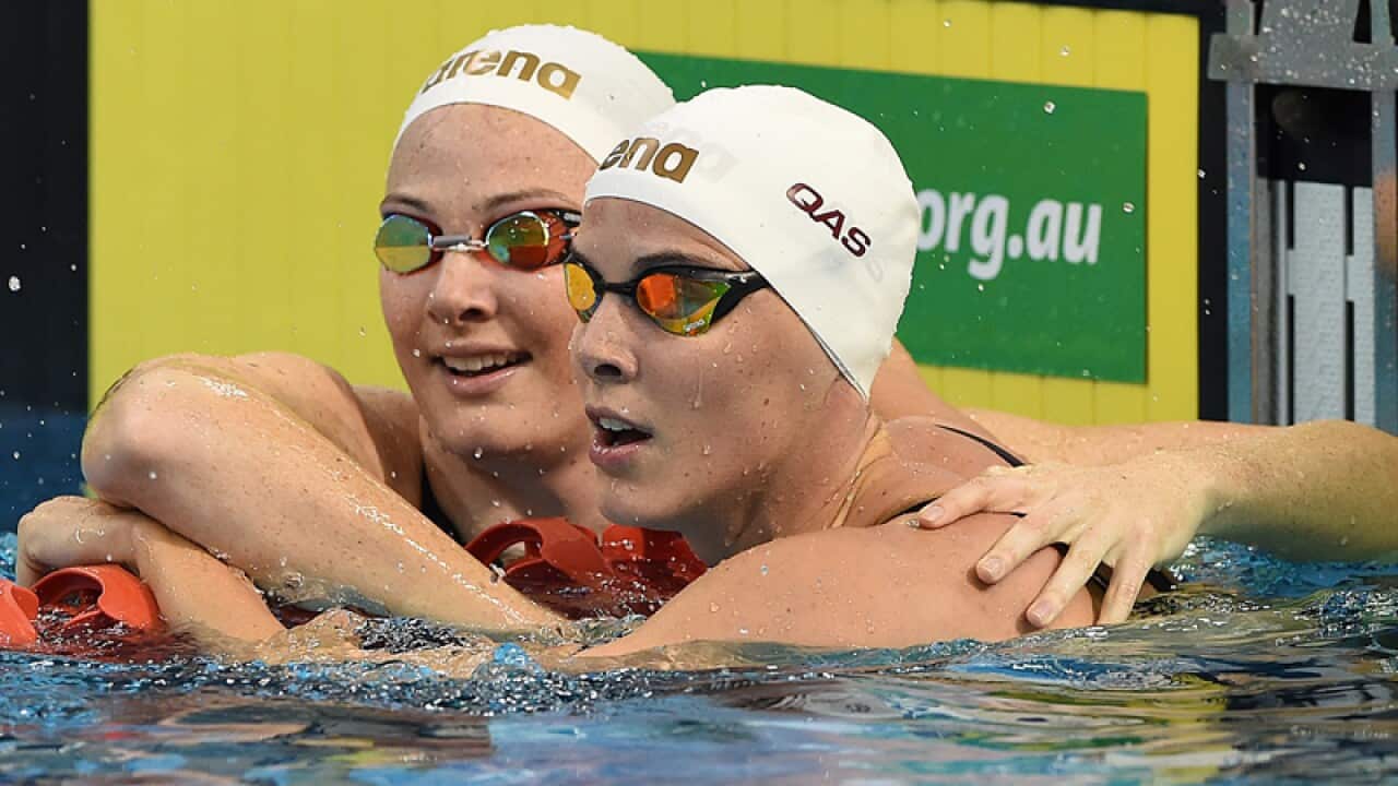 Cate Campbell (L) with Bronte Campbell