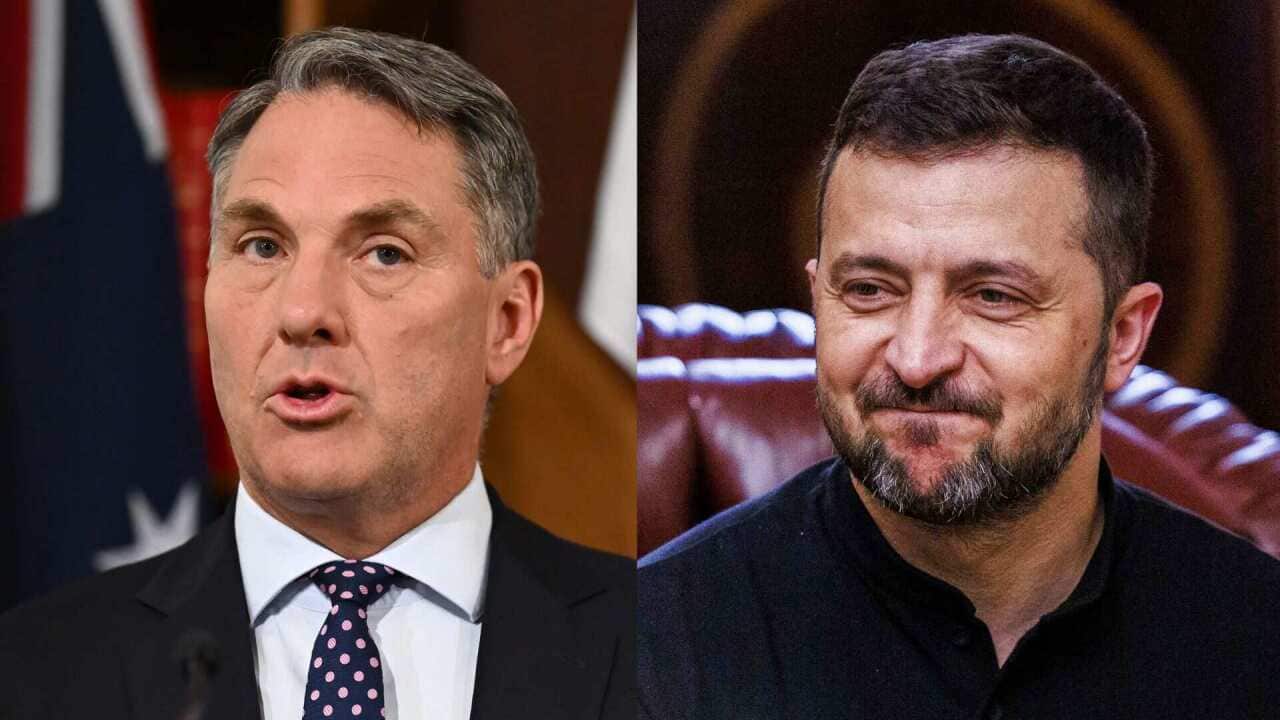 Composite image of Richard Marles and Volodymyr Zelenskyy