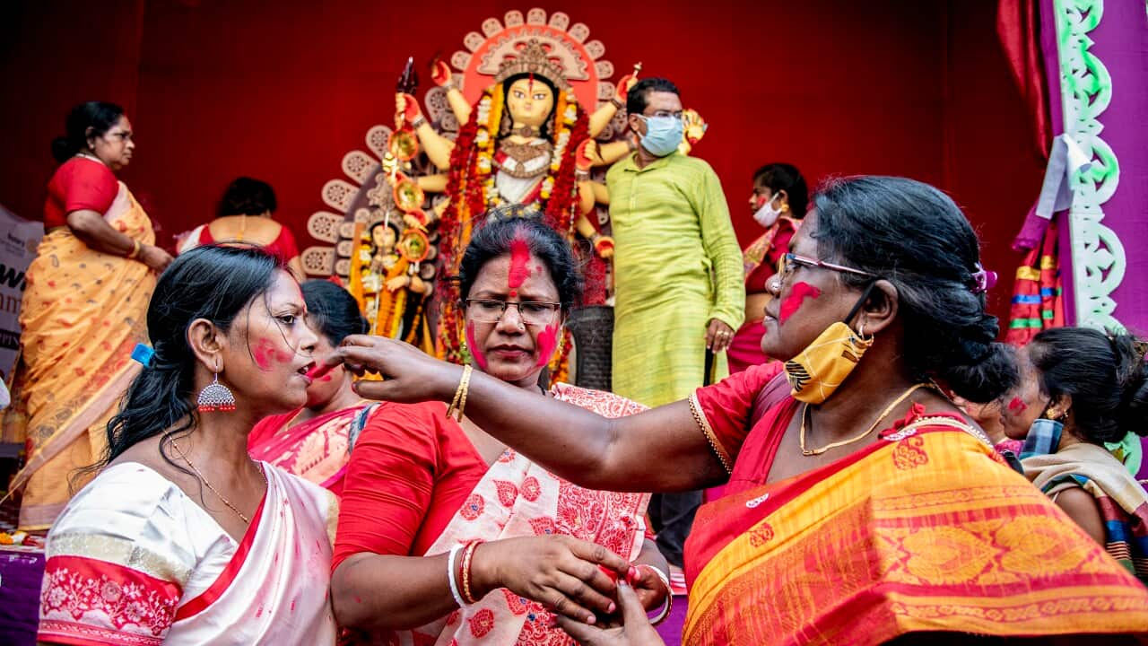 India: Farewell of Goddess Durga by Durbar