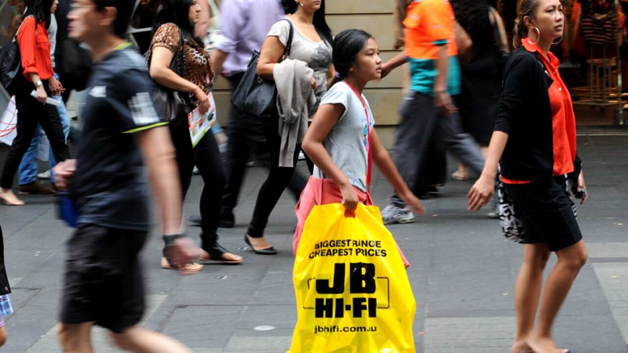 Shoppers taking in some last minute Christmas shopping in Sydney