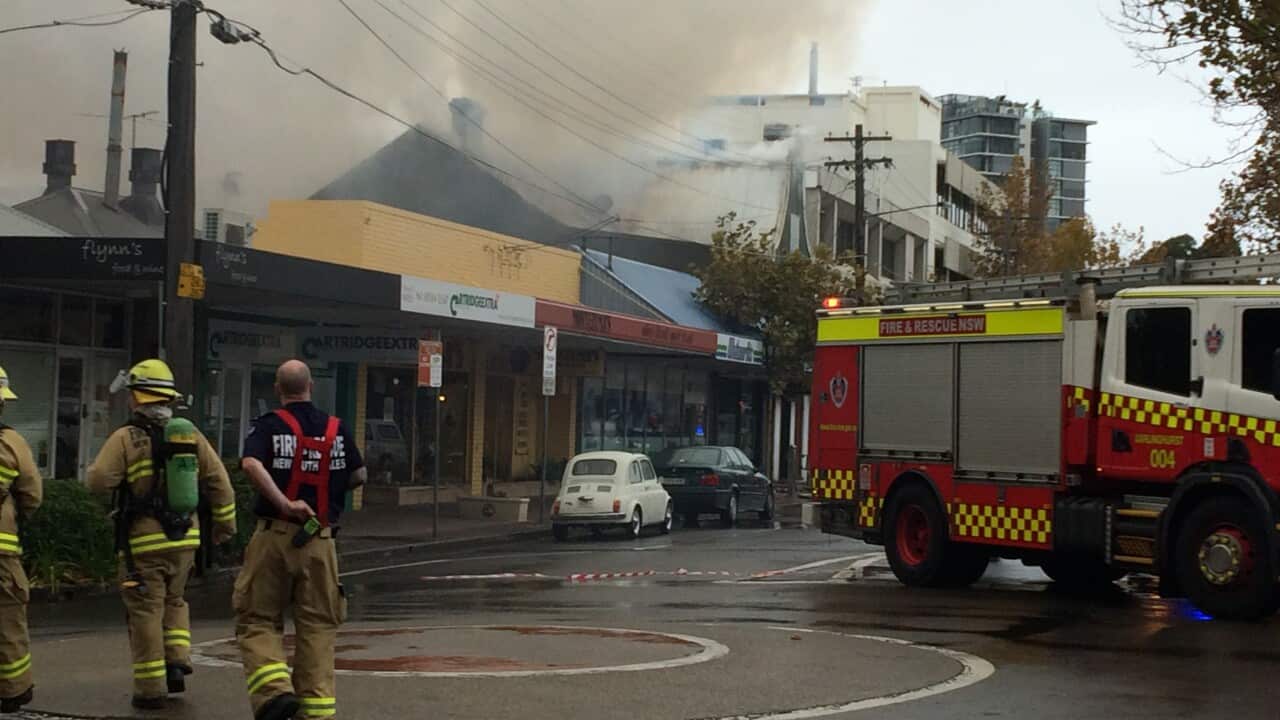  Firefighters battle a blaze in Crows Nest, Sydney. (AAP)