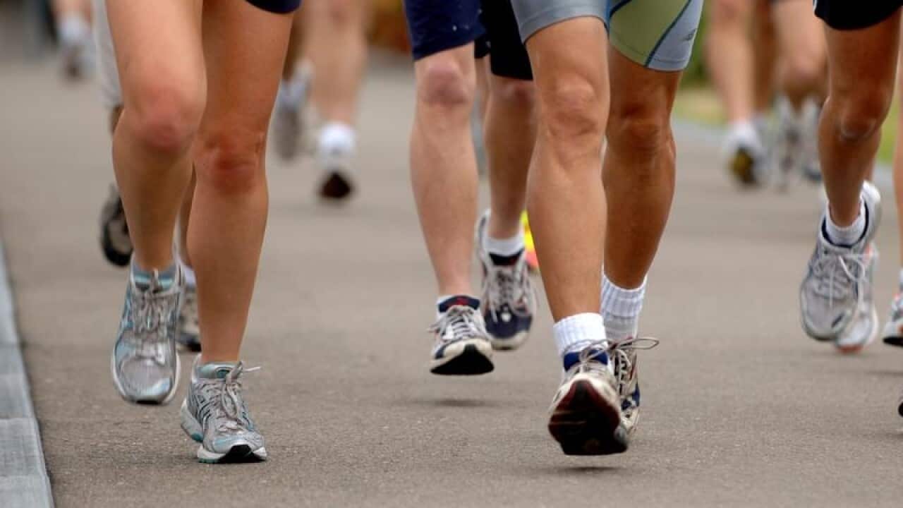 Jogging in Hyde Park in Sydney