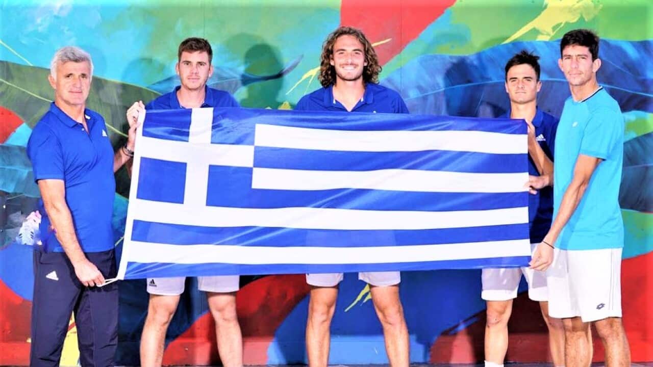 From left: Apostolos Tsitsipas, Markos Kalovelonis, Stefanos Tsitsipas, Petros Tsitsipas, Michalis Pervolarakis.