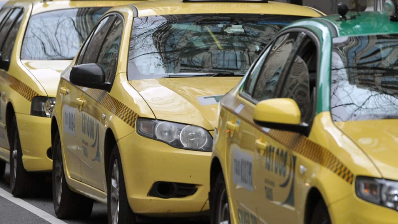 A taxi on Collins Street in Melbourne