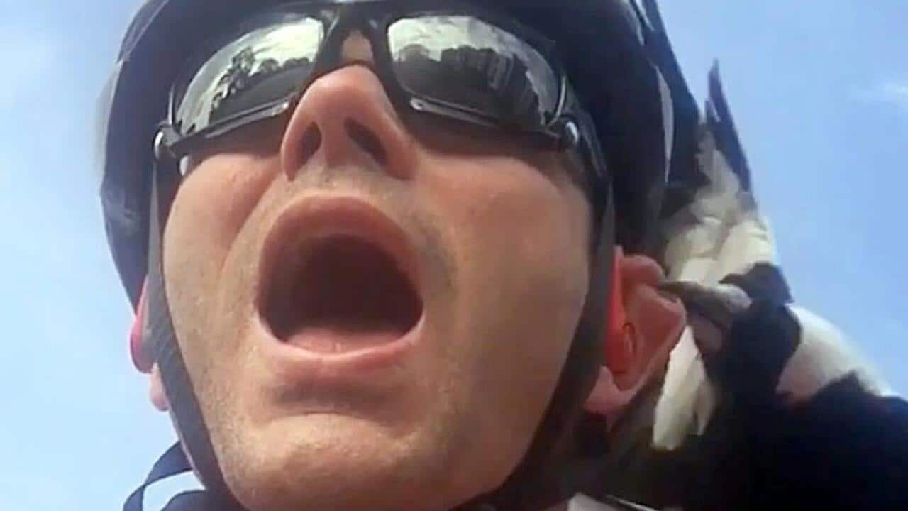Man getting attacked by a magpie