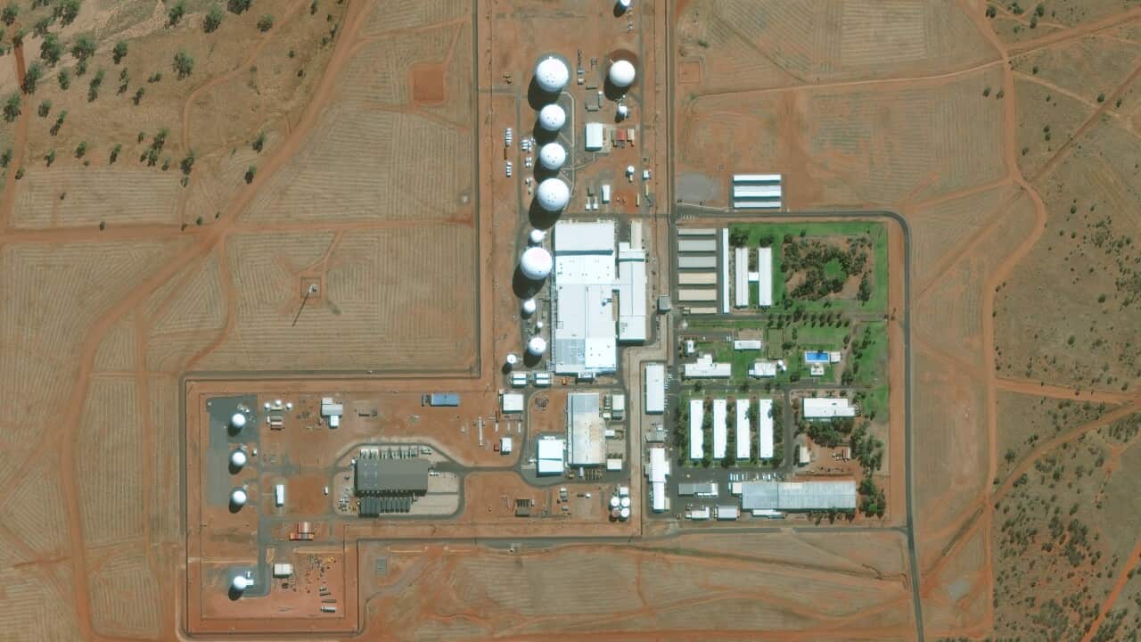 The Joint Defence Facility at Pine Gap in the center of Australia.