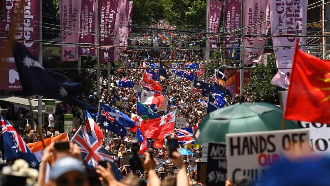 Protesters in Melbourne