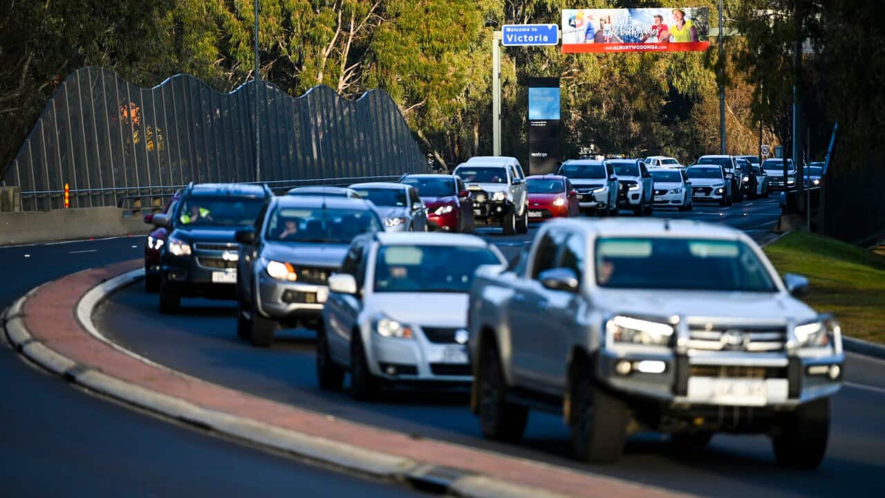 A queue of cars on a road