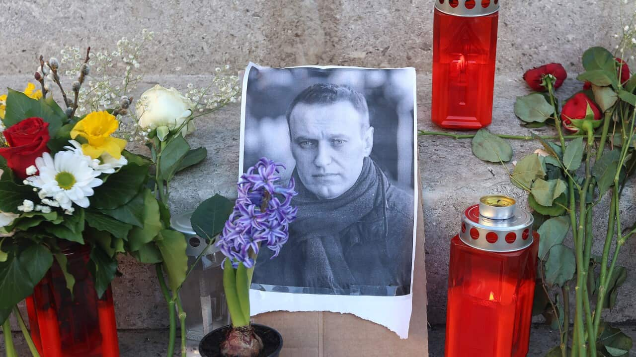 Alexei Navalny floral tribute in Zagreb, Croatia