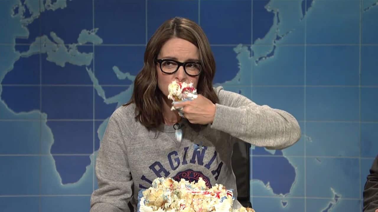 Tina Fey cake eating
