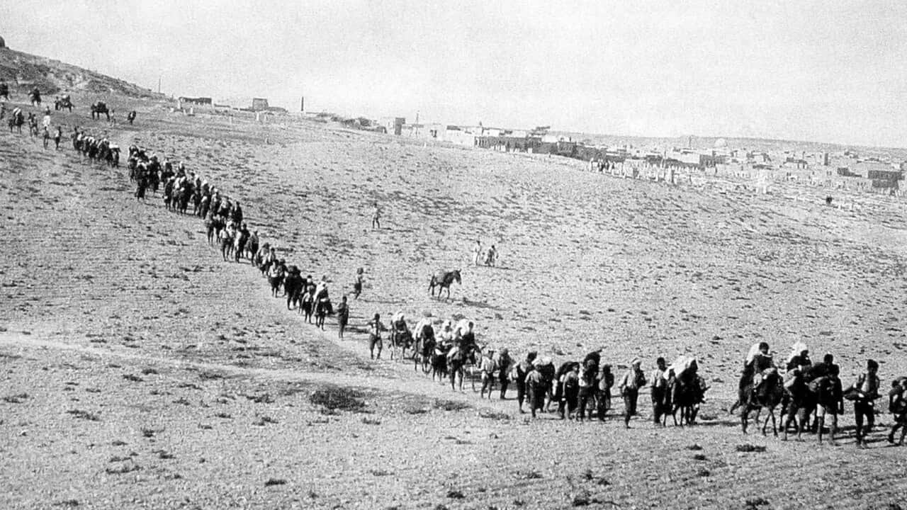 Turkey / Armenia: Armenian refugees fleeing Turkish massacres, Anatolia, 1915