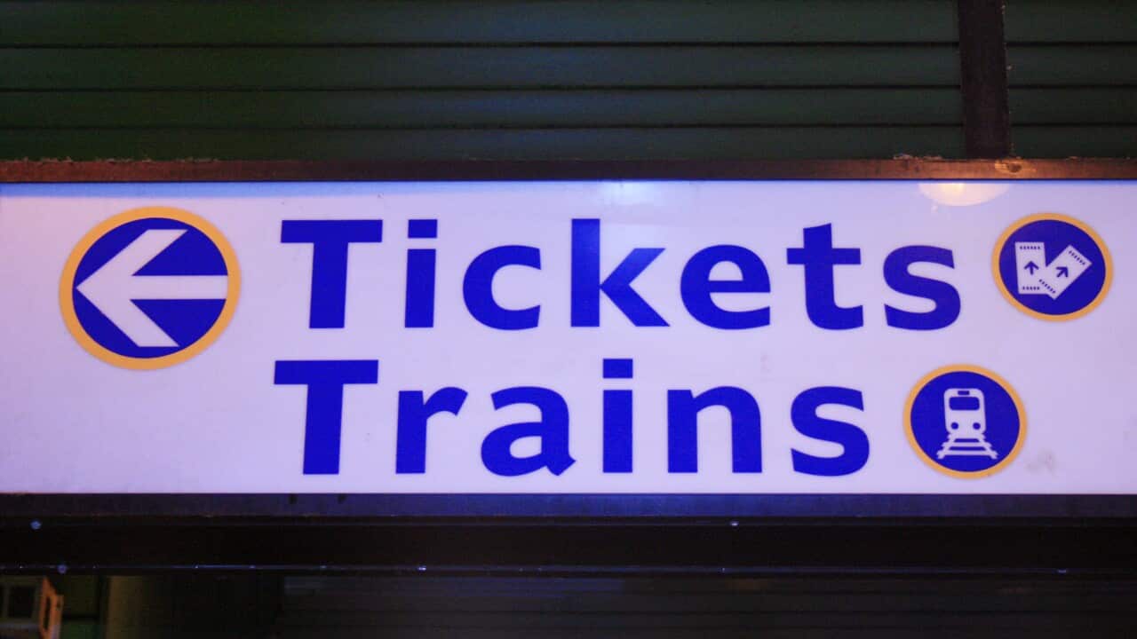 A sign displaying where train tickets are sold in Sydney, June 27, 2008. (AAP Image/Melanie Foster) NO ARCHIVING