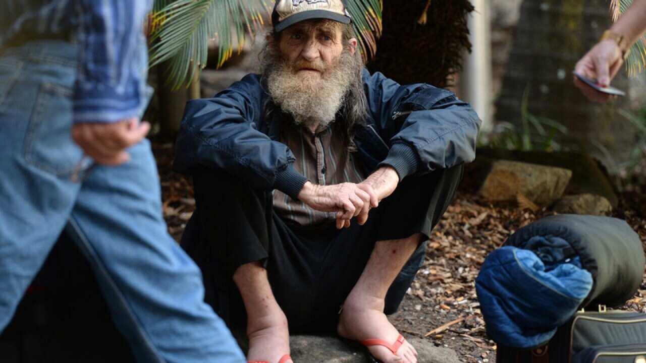 A stock image of a homeless man in Brisbane