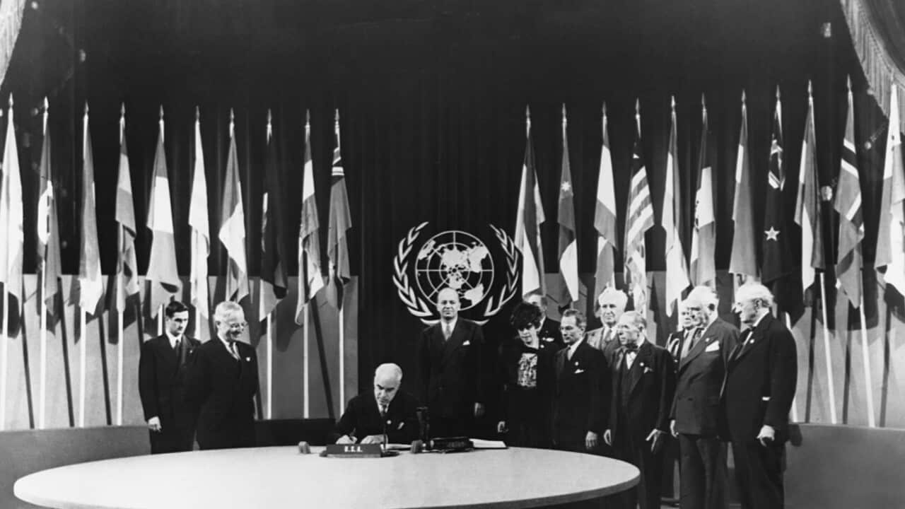 Stettinus Signing U.N. Charter
