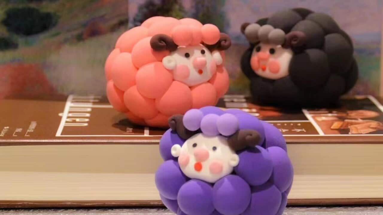 超轻黏土制作的三只小羊