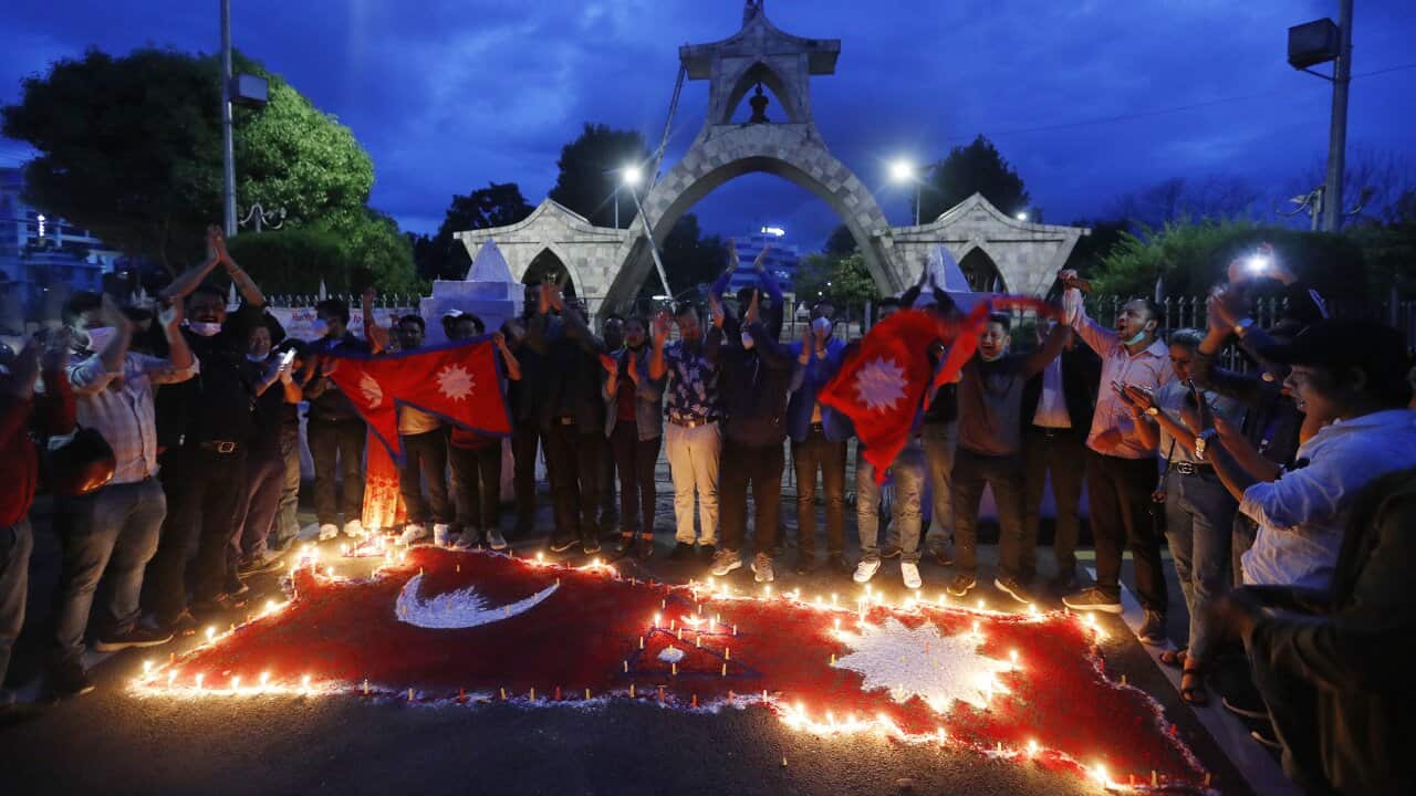 People in Kathmandu celebrate the approval of new map by Nepal government