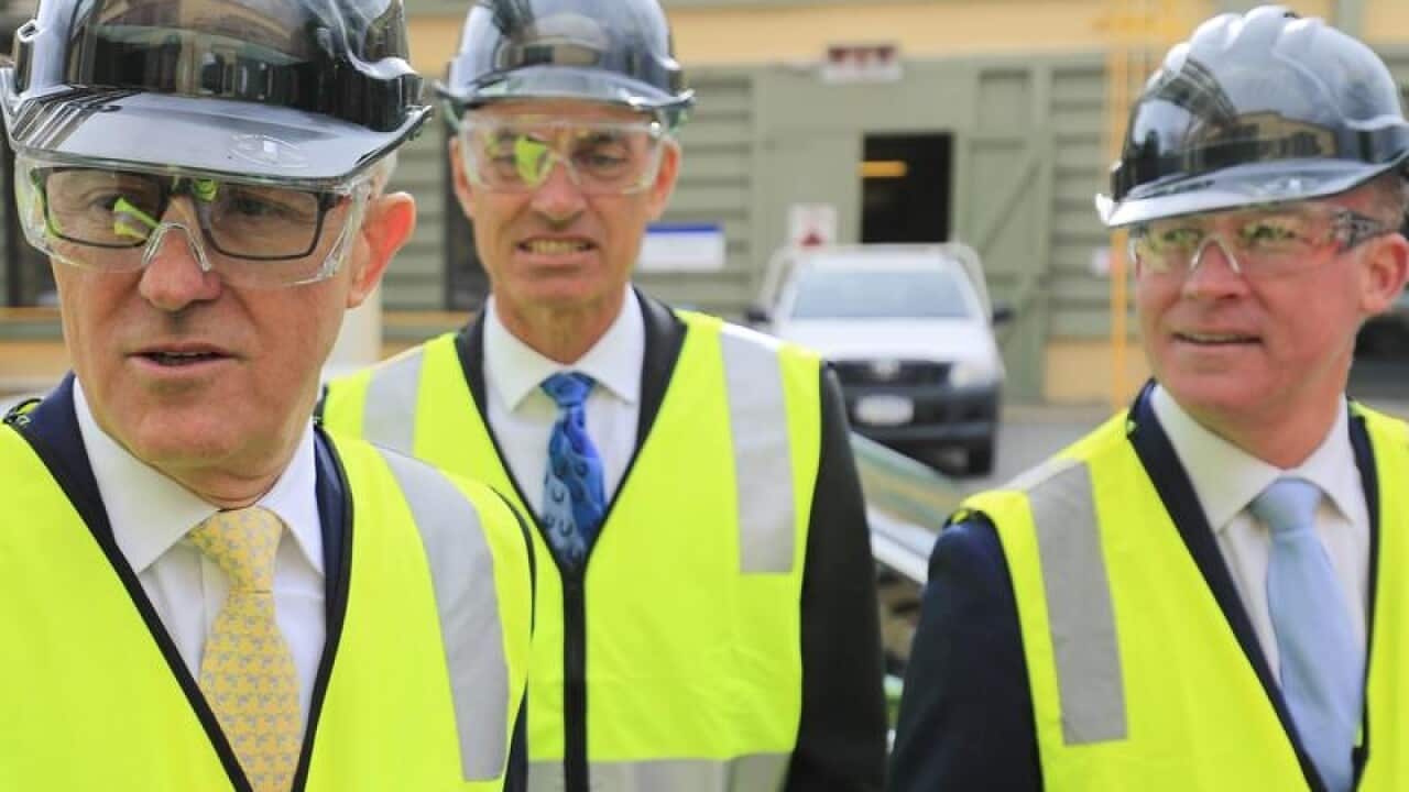 PM Malcolm Turnbull, TAS MP Guy Barnett and Premier Will Hodgman.
