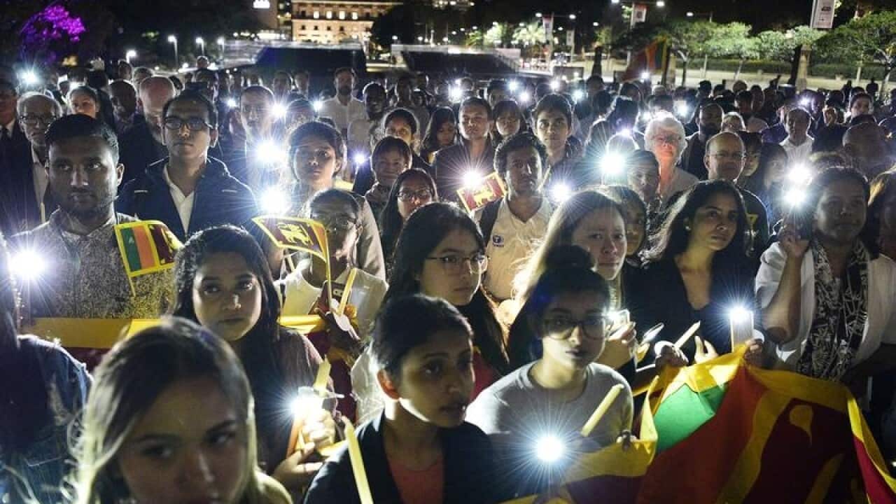 A vigil commemorating the Easter Sunday bombings in Sri Lanka.