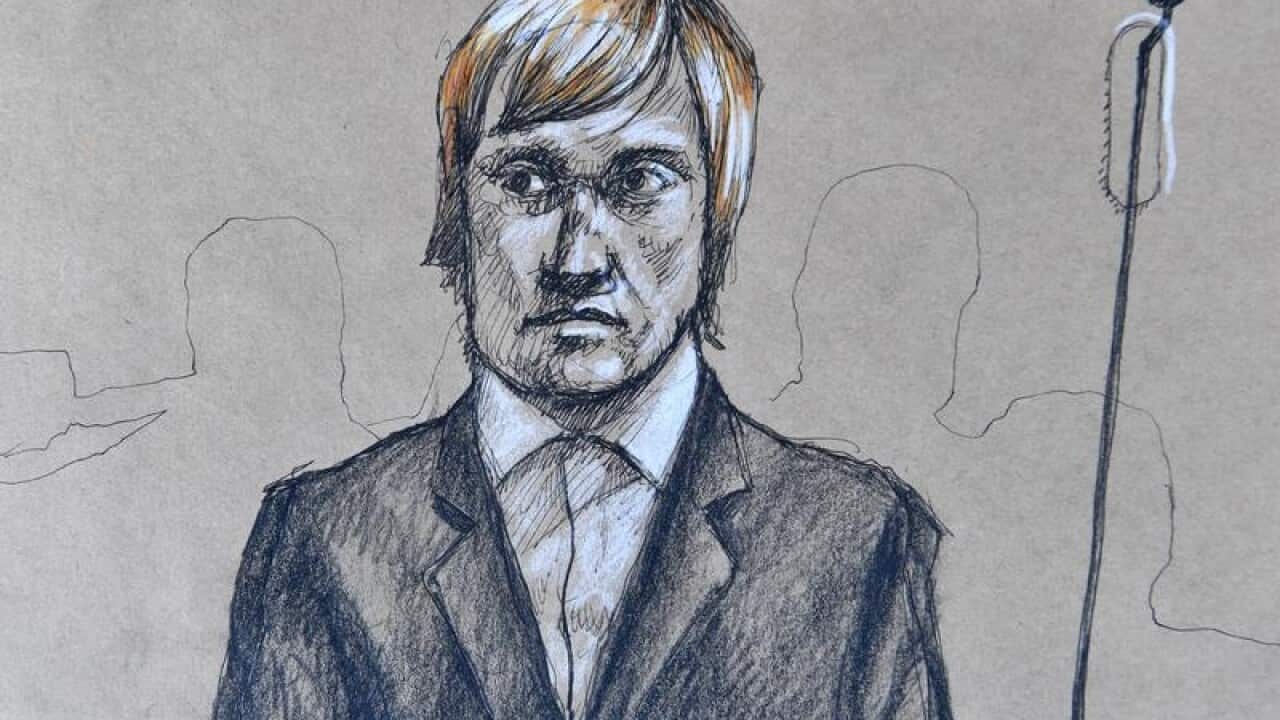 A drawing of Trent Thorburn at the Beenleigh District Court.