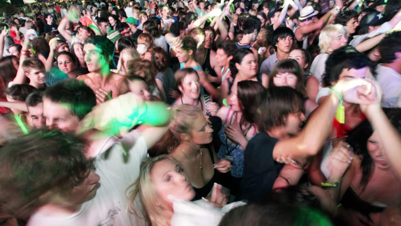 A file photo of people partying at schoolies on the Gold Coast