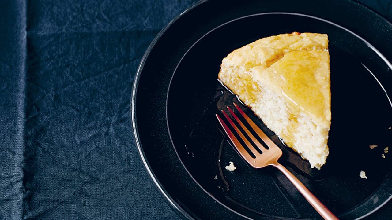 Coconut cake with lime syrup