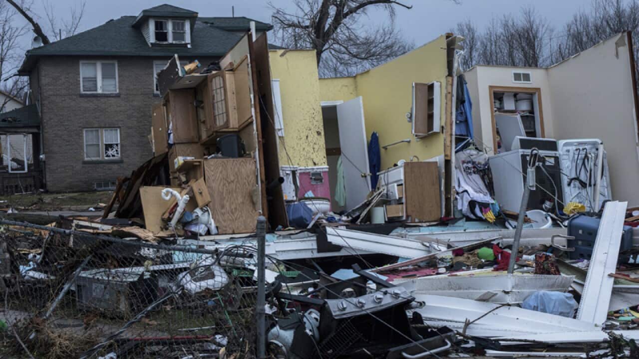 Tornado damage in Naplate, Illinois
