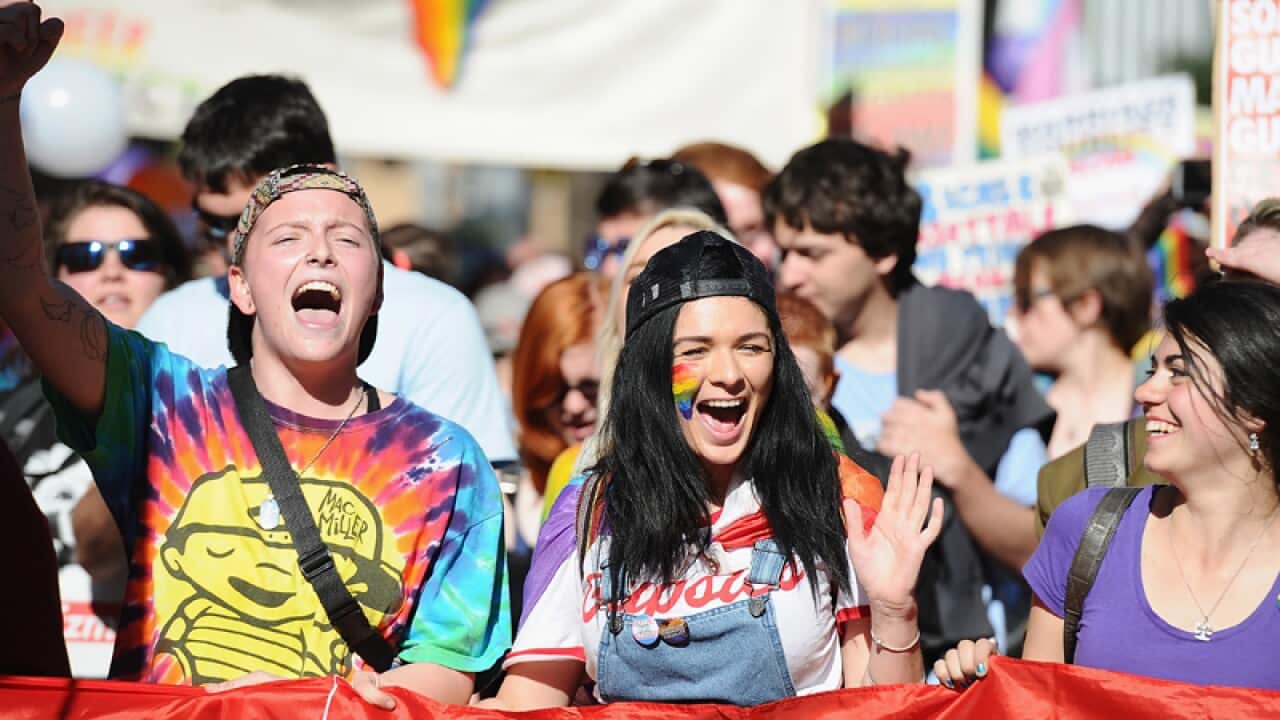 Activists during a Same-Sex Marriage rally in Brisbane