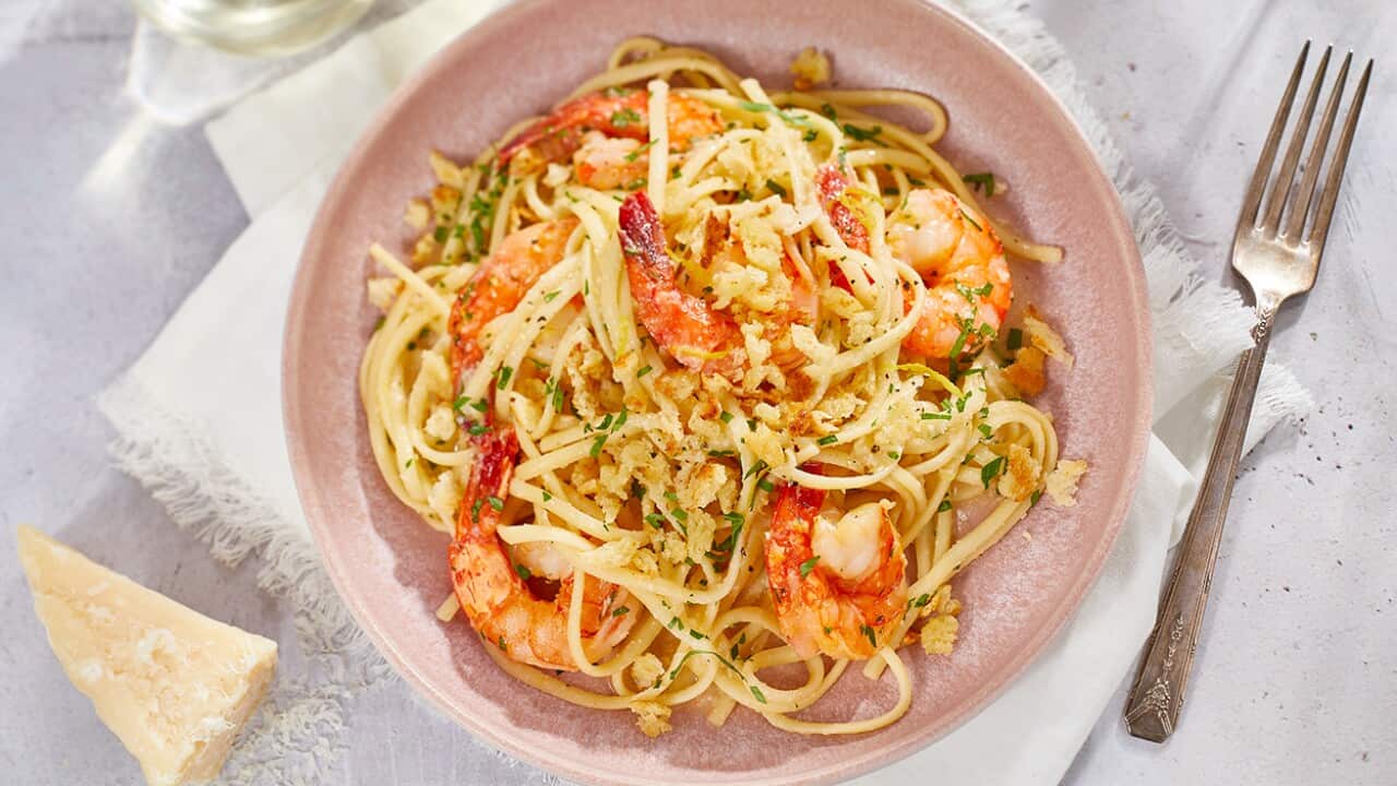 Prawn scampi linguine