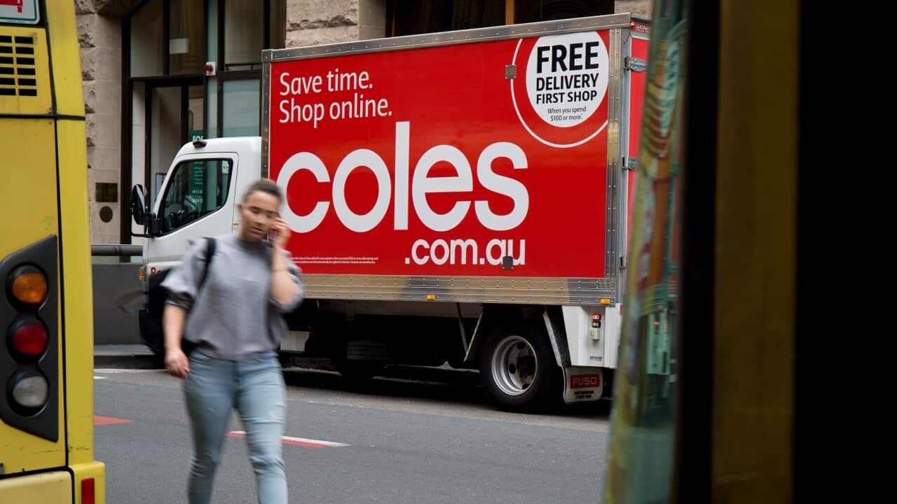 Coles delivery van is seen in Sydney