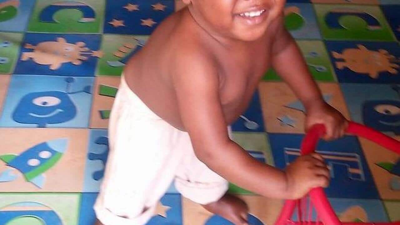 Hope pictured after his rescue by Dutch charity worker Anja Ringgren Loven.