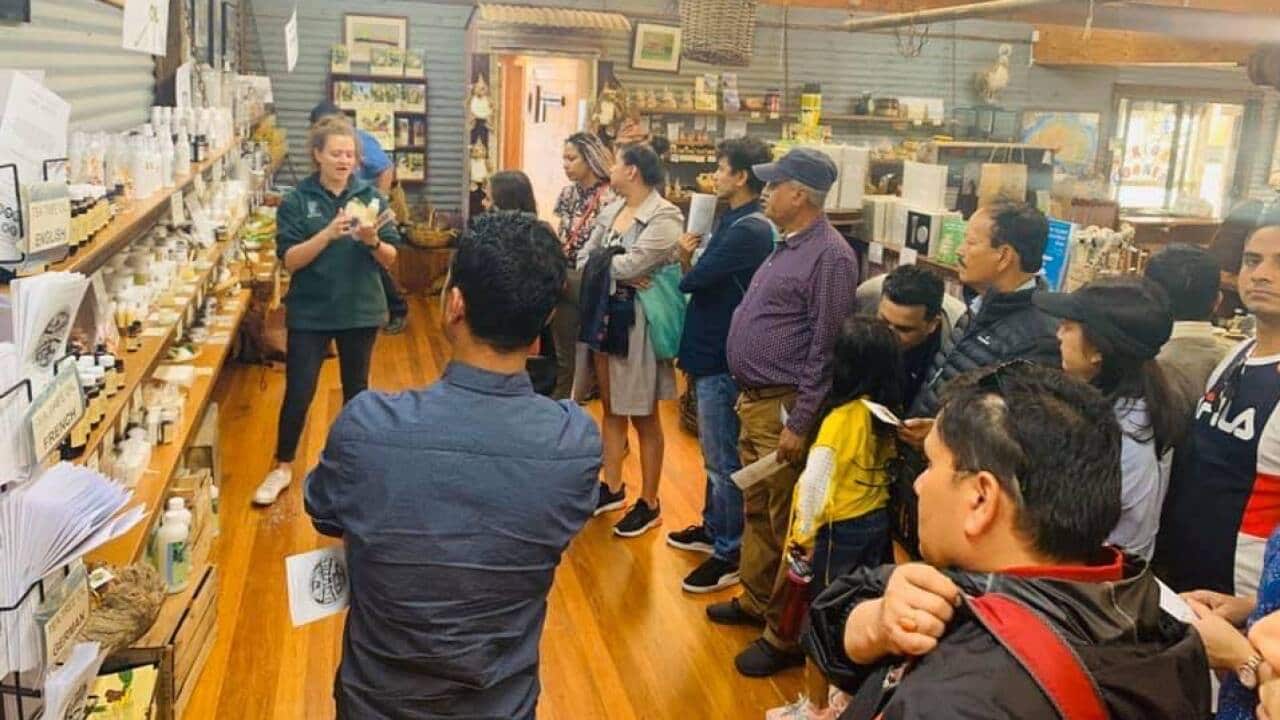 Members of South Australia's Nepali community visiting Kangaroo Island after the bushfires.