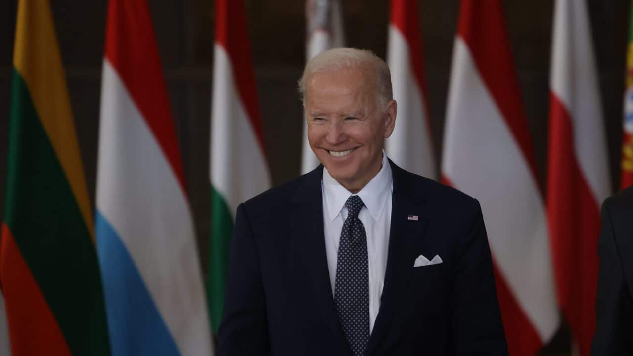 US President Joe Biden at a European Union leaders summit in Brussels, Belgium
