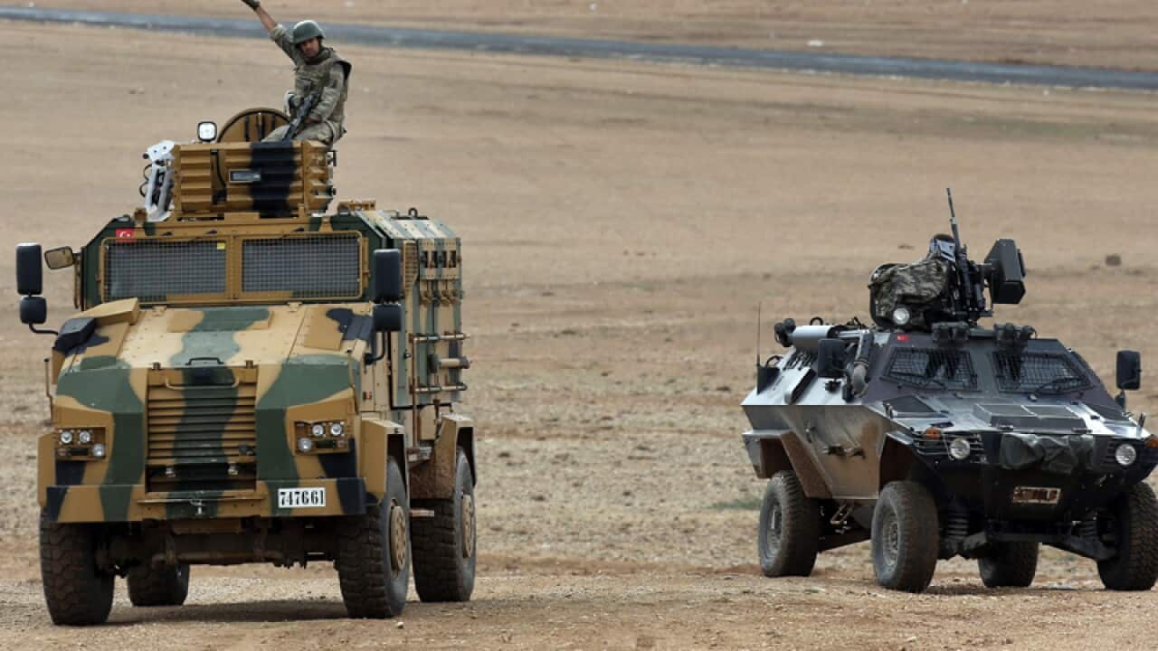 A Turkish forces soldier