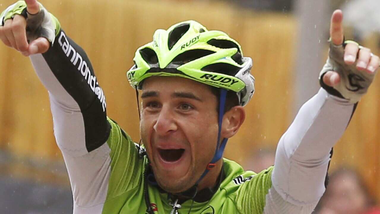 Italian rider Daniele Ratto celebrates.