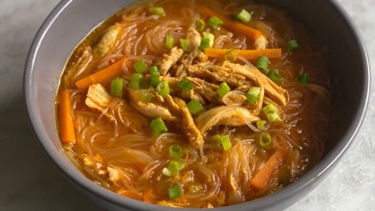 A Filipino chicken soup brimming with chewy glass noodles SBS Food