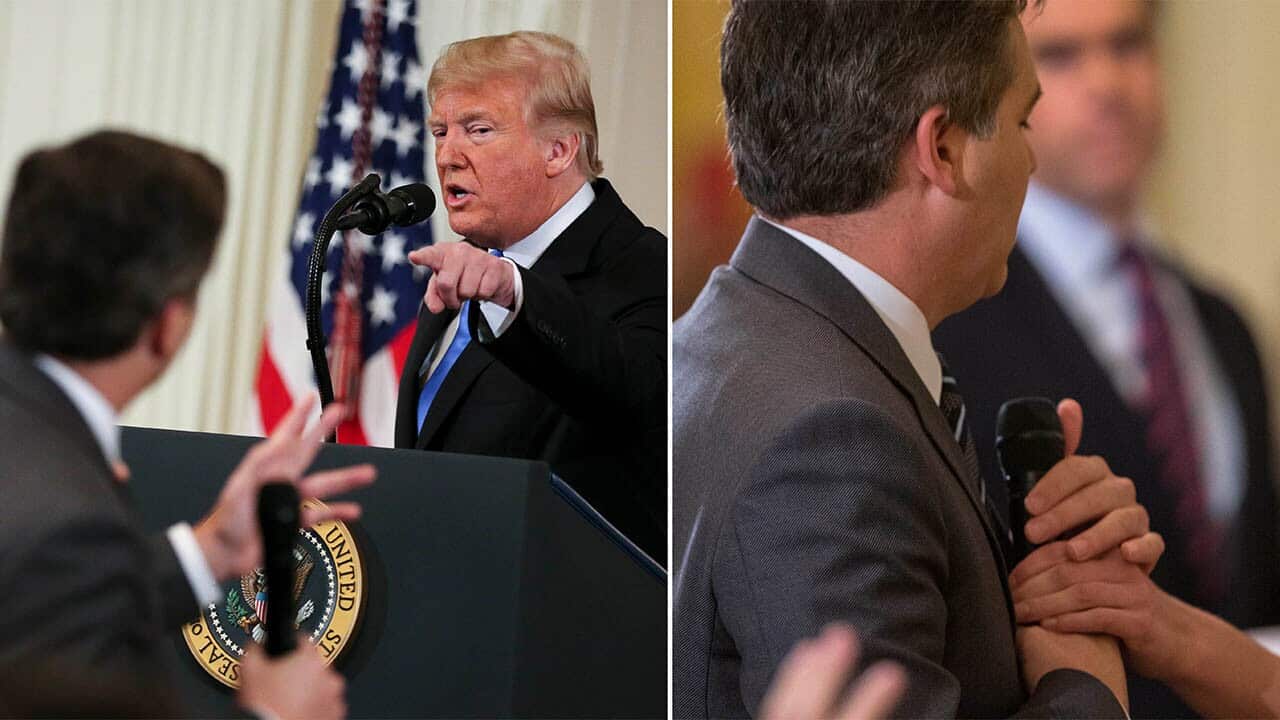 President Donald Trump clashed with CNN journalist Jim Acosta during a news conference in the East Room of the White House.