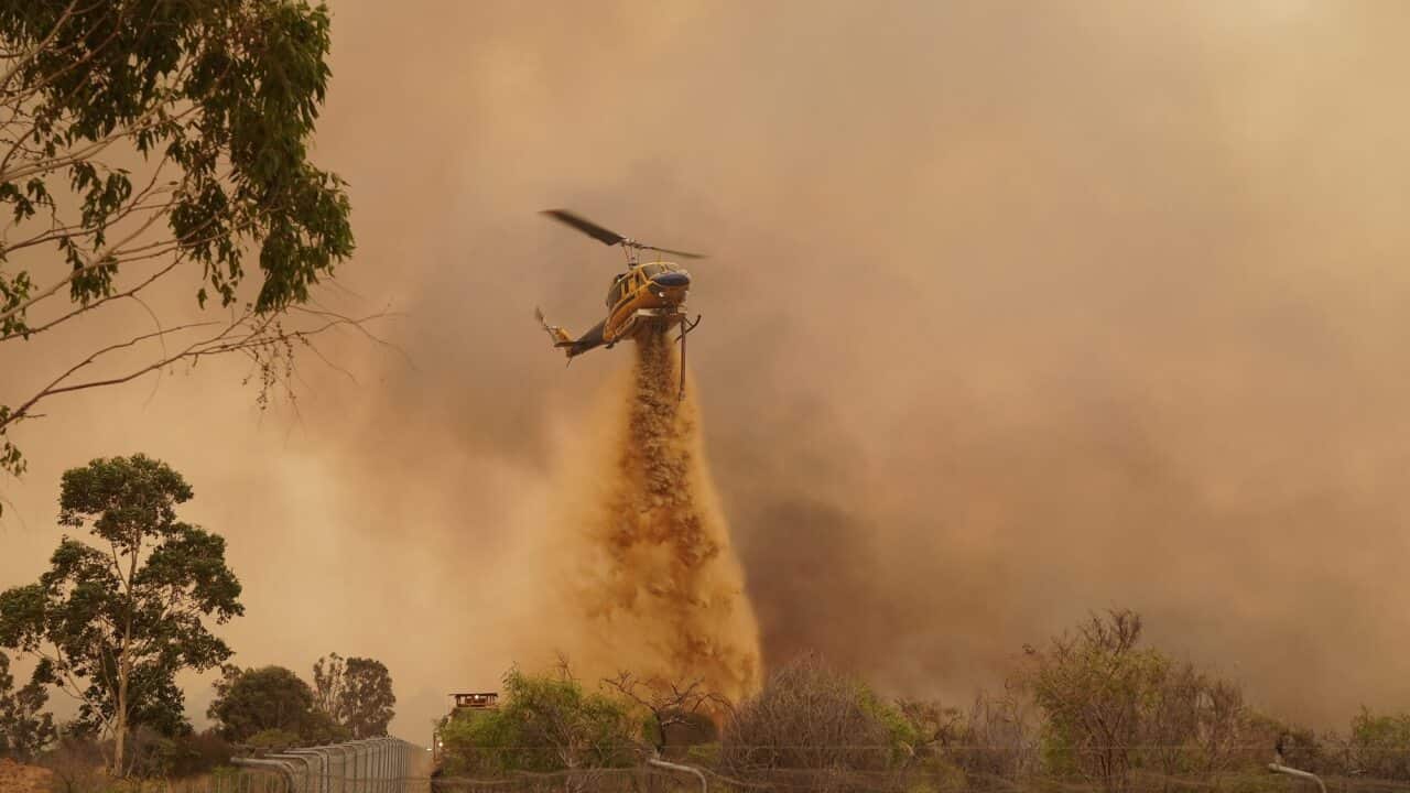 Firefighters battling the Wooroloo Bushfire, north-west of Perth.