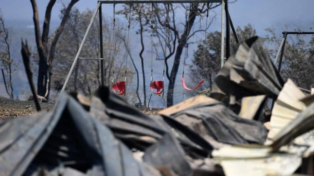 The aftermath of a fire in Kabra