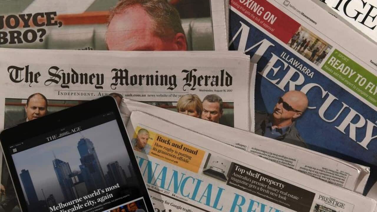 close-up of many of Fairfax Media titles