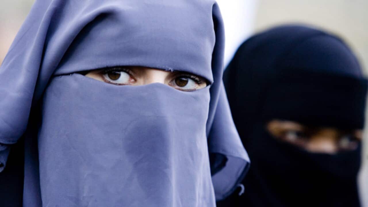 The Belgian and French governments also want to ban the niqab, which is made up of a veil and headscarf leaving just the eyes visible. (AAP)
