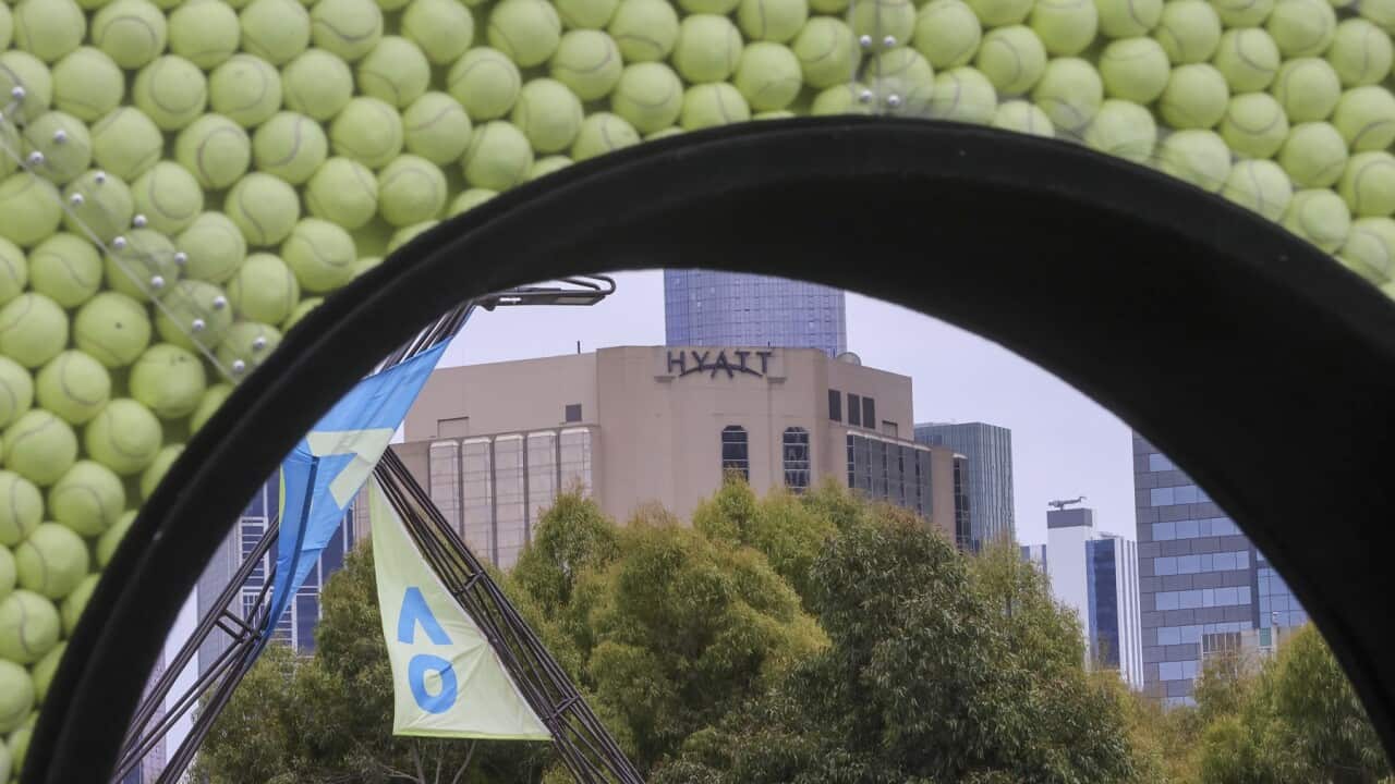 The Grand Hyatt hotel seen from Melbourne Park (AAP)