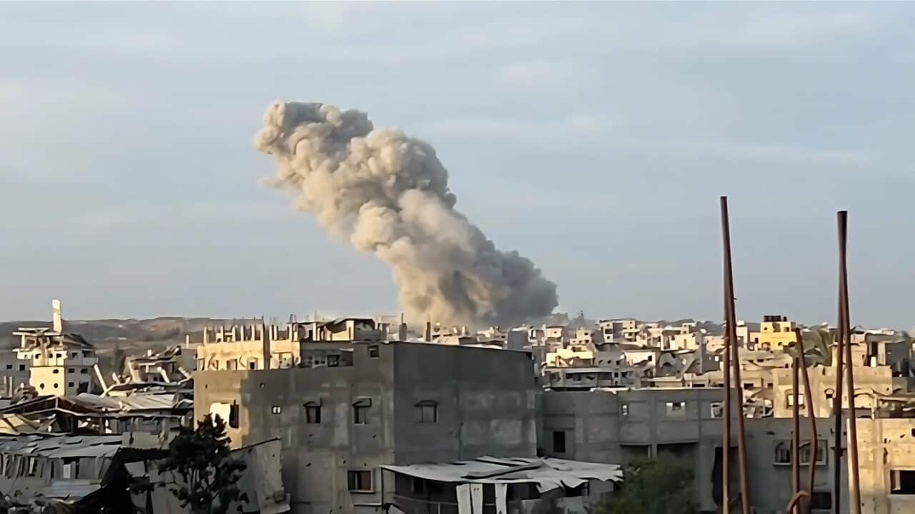 Smoke plumes rise over the Gaza Strip as Israeli strikes pound the territory (AP).jpg