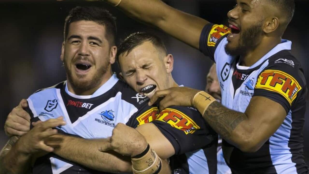 Cronulla players celebrating