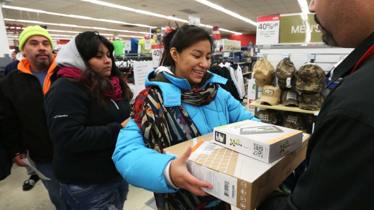 US shopping at a department store